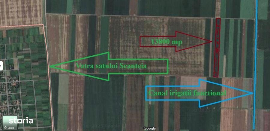 Teren arabil (13800 mp) situat la 350 de metri de canal de irigatii fu - 3