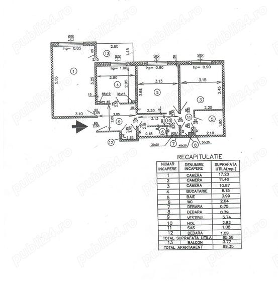Vand apartament 3 cam, decomandat, 69 mp, bloc 1981, reabilitat, Veteranilor Gorjului - 1