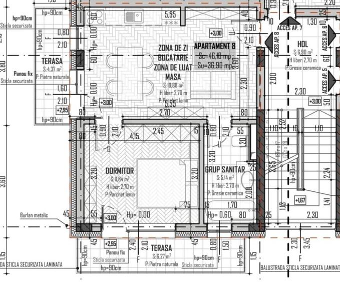Apartament 2 camere, 2 balcoane, etajul 1, semifinisat, Str. Cometei - 1