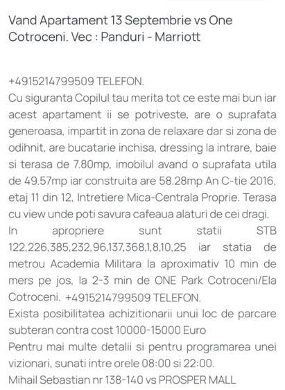Apartament 13 Septembrie - vs One Cotroceni, la 5 min Panduri,Marriott -PROPRIET - 1
