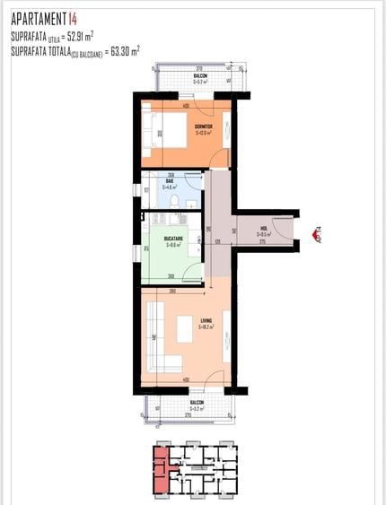 Apartament 2 camere, decomandat, 63.30 mp, finisaje la alegere - 10