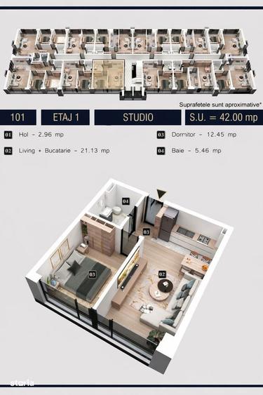 Apartament 2 camere, bloc nou, comision 0% - dezvoltator - 3