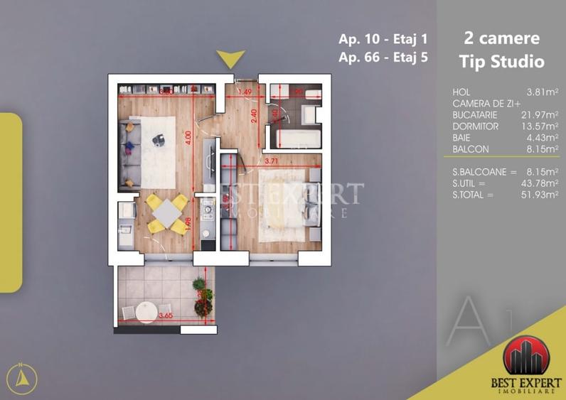 2 camere de vanzare cu Parcare subterana | Bloc nou |Disponibil imediat - 1
