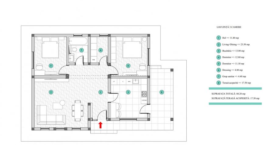 CASA INDIVIDUALA, 3 CAMERE,81 MP UTILI, 400MP TEREN, MIROSLAVA - 12