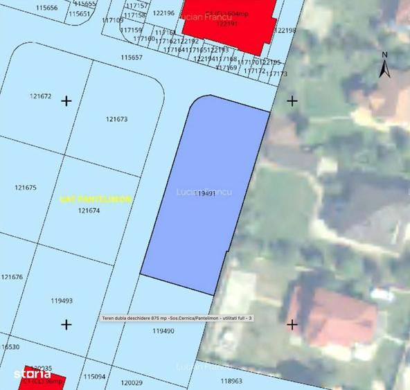Teren dubla deschidere 875 mp -Sos.Cernica/Pantelimon - utilitati full - 2