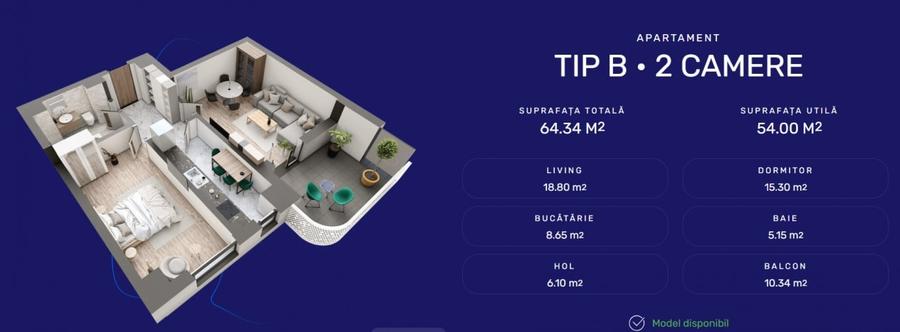 Comision 0% ! Apartament 2 camere, decomandat, etaj 3 cu lift, tva inclus - 5