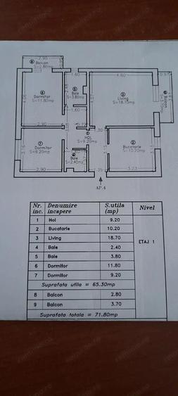 3 camere DECOMANDAT etaj 1 zona Bucovina cu 2 bai si 2 balcoane langa parcul Bucovina ... 72 mp - 7