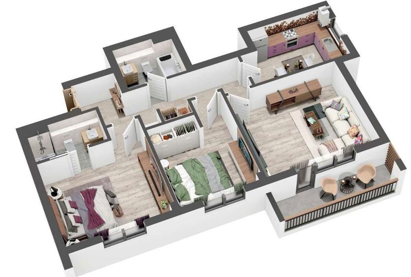 Apartament 3 camere cu parcare si boxa - Casa Nobel Tractorul Coresi - 13