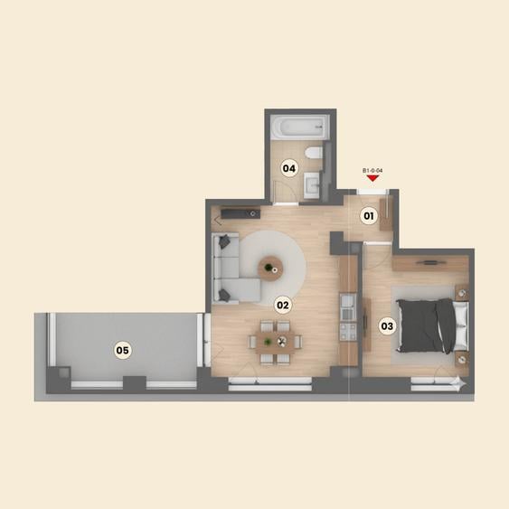 Apartament 2 camere Premium -Încălzire în pardoseală - Terasă 9mp -Sector 1 - 1