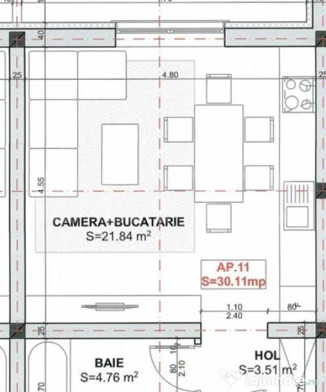Apartament o camera, 30 mp + Balcon 6 mp, TVA INCLUS, zona S - 2