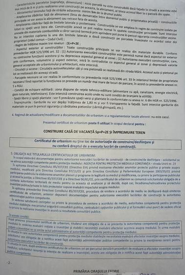 Teren construcții, vedere frontala la mare și Certificat Urbanism - Eforie - 7