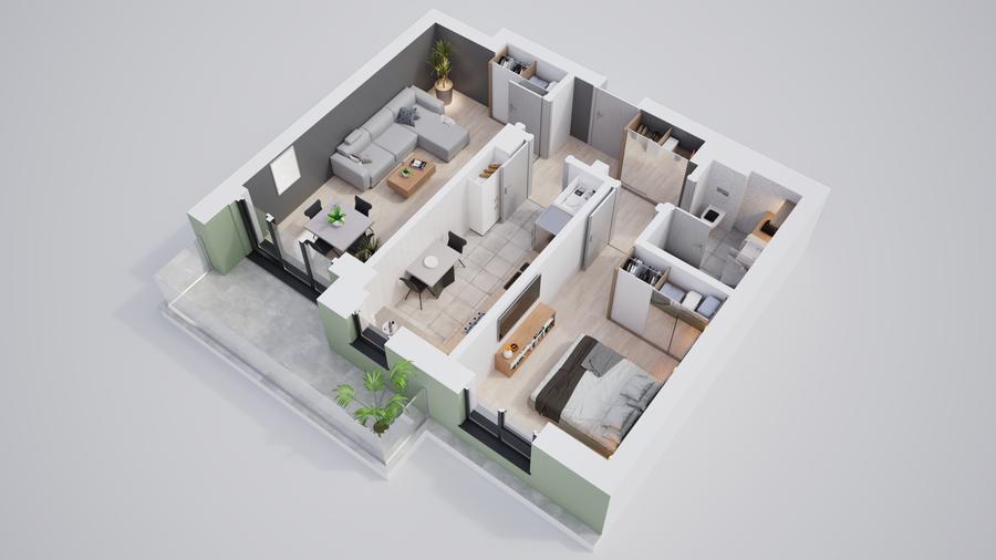 Apartament 2 camere cu incalzire in pardoseala si zone verzi - 8