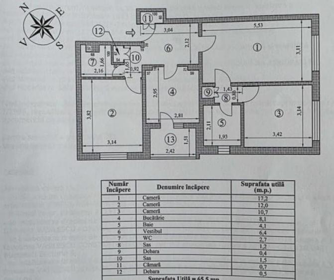 Apartament cu 3 camere în Crângași