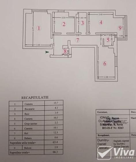 3 Camere-Decomandat, 67Mp, Bloc 1982, Etaj 8 – Nicolina- Lidl, Str. Clopotari - 11