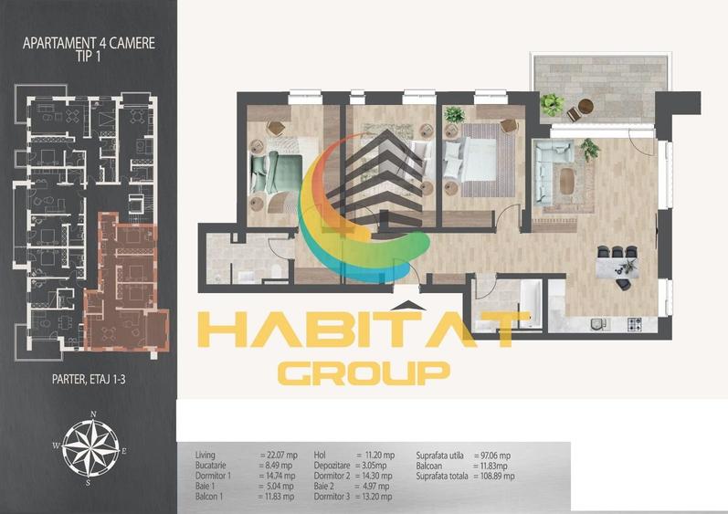Pallady  4 camere 97 mp + terasa 12 mp 8 min. metrou N.Teclu - 2