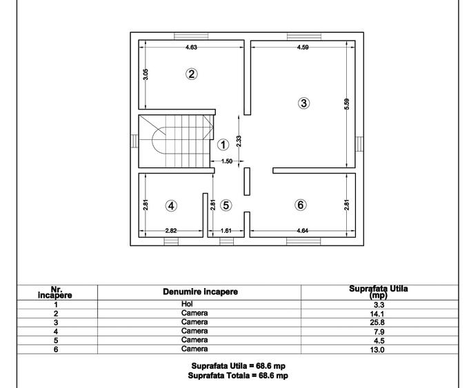 Casa Individuala P + 1E + Pod Inalt - 5 camere - Teren 282mp - Toate Utilitatile - 5