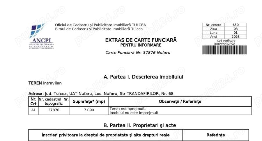Teren de 7090 mp, în Nufăru