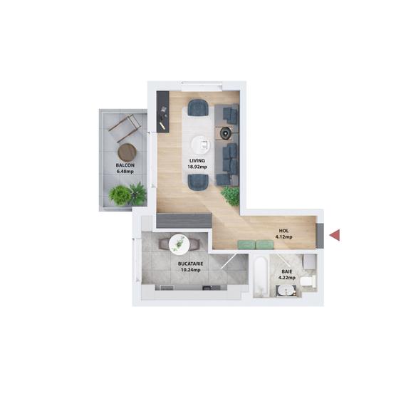 Garsoniera 44 mp | Zona Prelungirea Ghencea | Centrala proprie | - 3