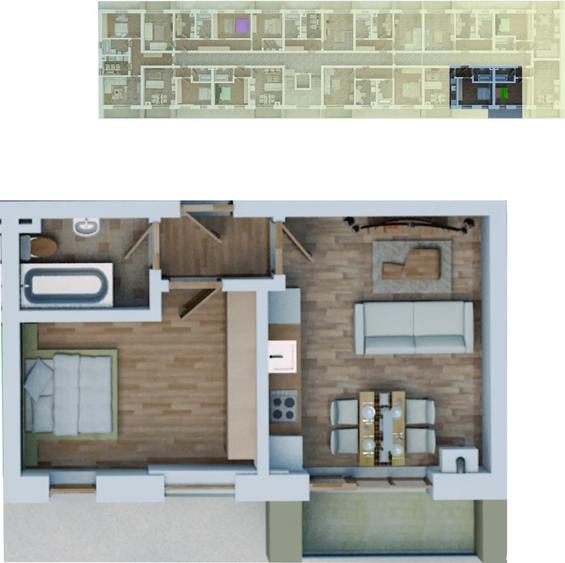 Apartament cu 2 camere decomandat în Chiajna