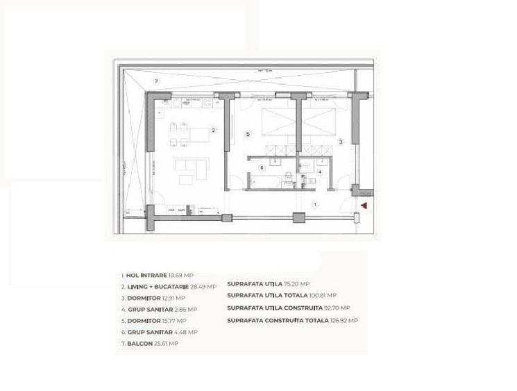Apartament open space 3 camere 100.81 mp in ansamblu cu 0% Comision la - 2