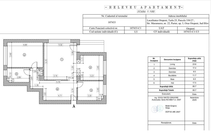 Apartament cu 3 camere în Central