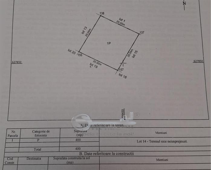 Teren Construcții intravilan de 400 mp, în Tomești