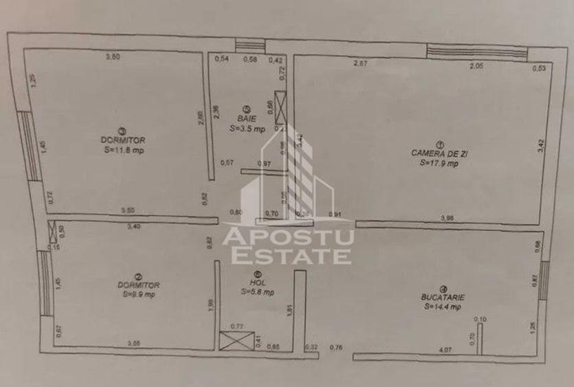 Apartament cu 3 camere decomandat, mobilat în Spitalul Județean