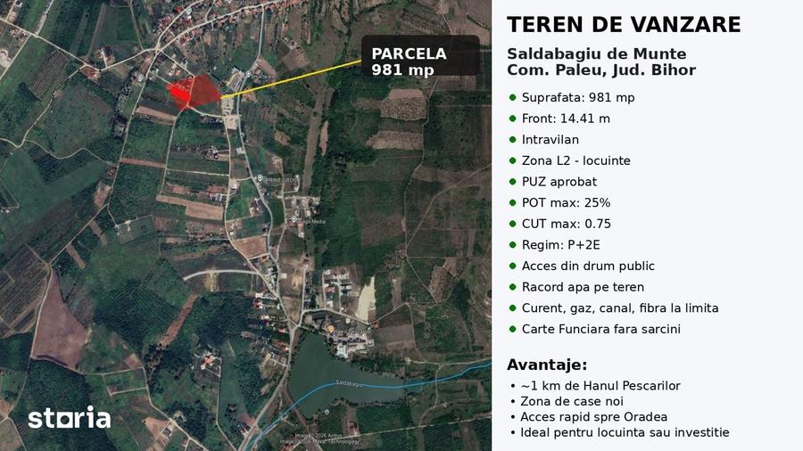 Teren de 981 mp, în Paleu