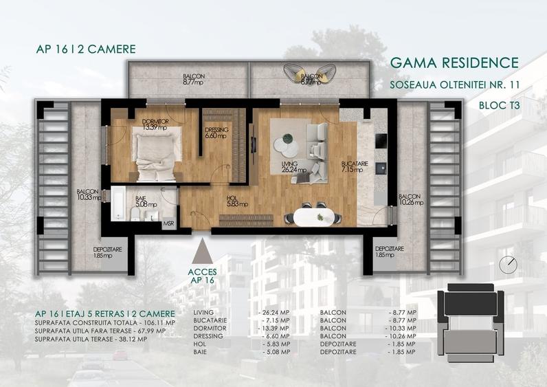 Apartament cu 2 camere decomandat în Olteni