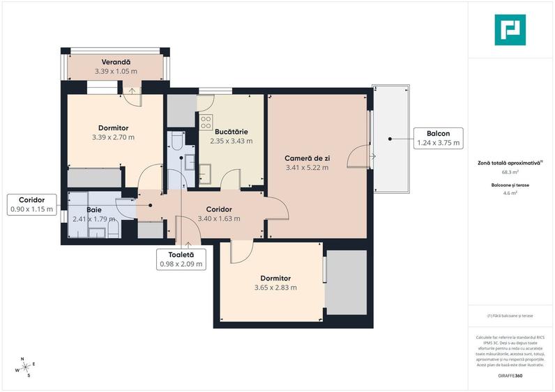 Apartament cu 3 camere decomandat, mobilat în Rogerius