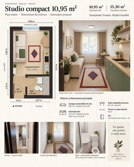 Garsonieră decomandată în Central