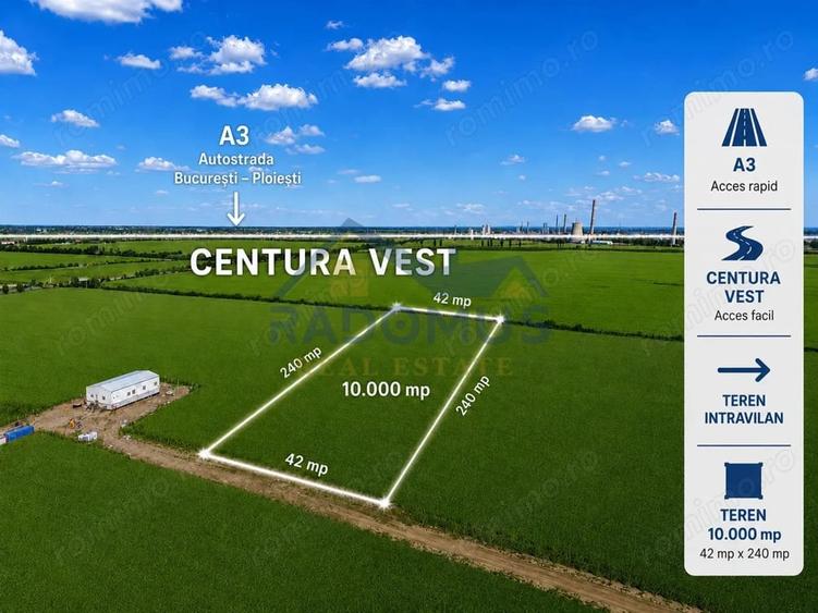 Teren de 10000 mp, în Vest