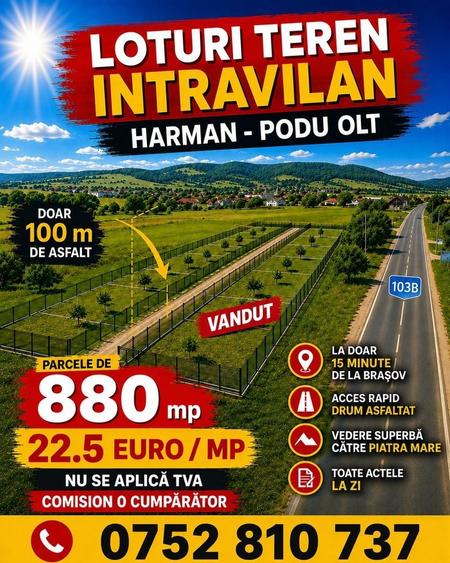 Teren Construcții intravilan de 880 mp, în Podu Oltului