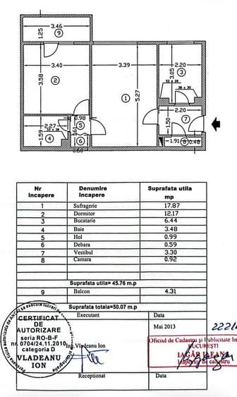Apartament cu 2 camere semidecomandat în Ozana