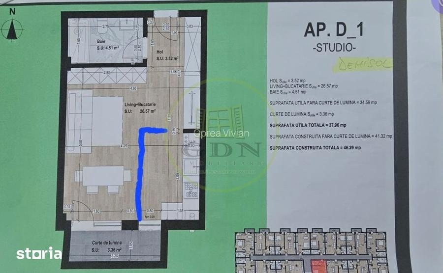 Studio | Otopeni | Demisol inalt | 2 locuri de parcare | 2026