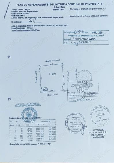 Teren de 540 mp, în Central