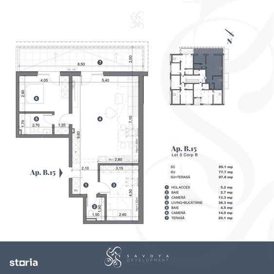 Apartament cu 3 camere în Șagului