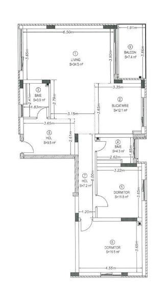 Apartament cu 3 camere semidecomandat în Bună Ziua