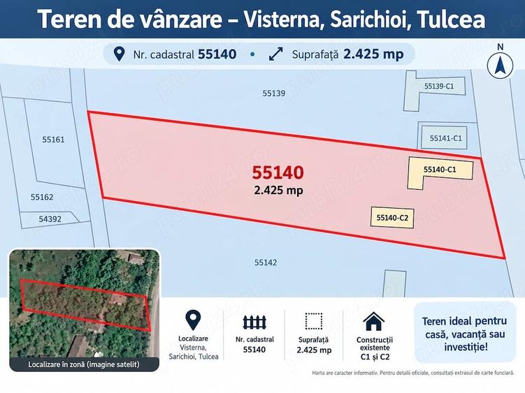 Teren de 2450 mp, în Visterna