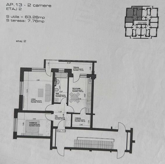 Apartament cu 2 camere decomandat în Sânpetru