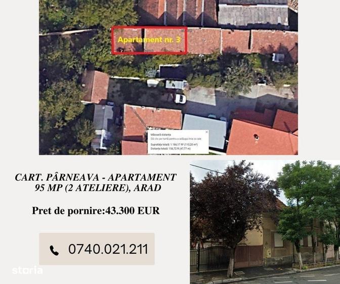 Apartament cu 3 camere semidecomandat în Pârneava