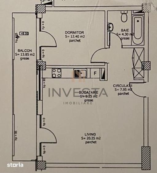 Apartament cu 2 camere decomandat în Gruia