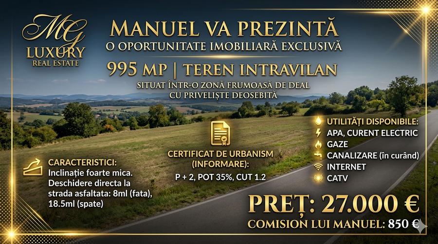 Teren agricol intravilan de 995 mp, în Est