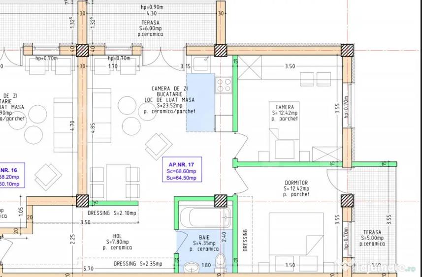 Apartament cu 3 camere decomandat în Central