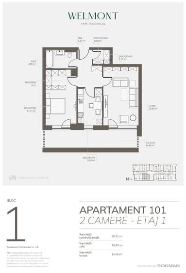 Apartament cu 2 camere decomandat în Bartolomeu
