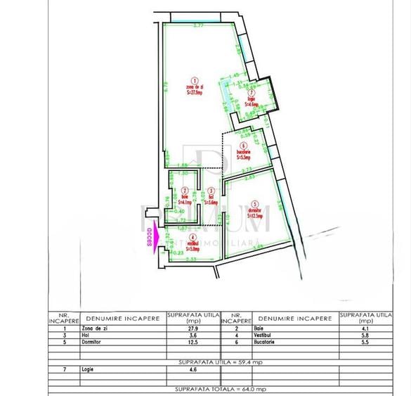 Apartament cu 2 camere semidecomandat, mobilat în Take Ionescu