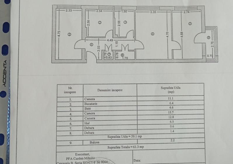 Apartament cu 3 camere semidecomandat în Ultracentral