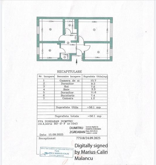 Apartament cu 3 camere decomandat în Ceair