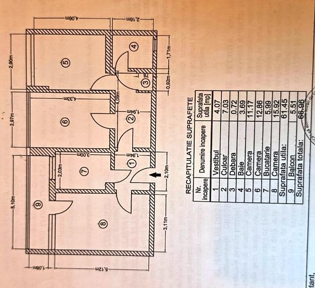 Apartament cu 3 camere semidecomandat în Baba Novac