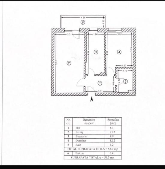 Apartament cu 2 camere decomandat în Berceni